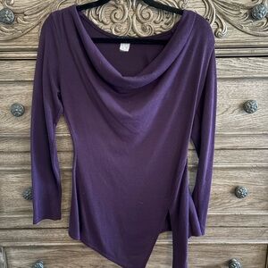 VENUS Purple Asymmetrical 3/4 Sleeve Blouse